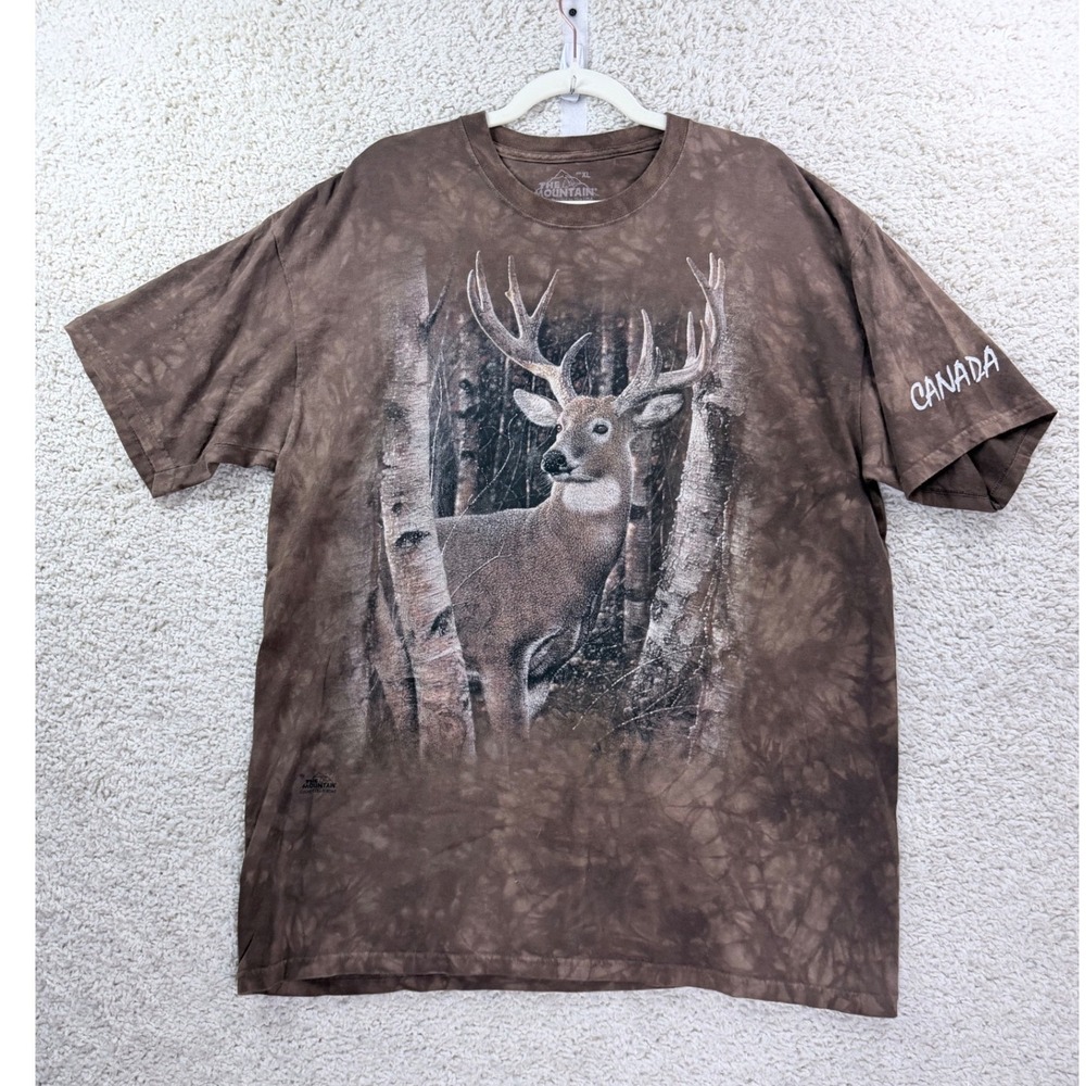 The Mountain T-Shirt Mens XL Brown Deer Buck Graphic Canada Tie Dye Tee XL